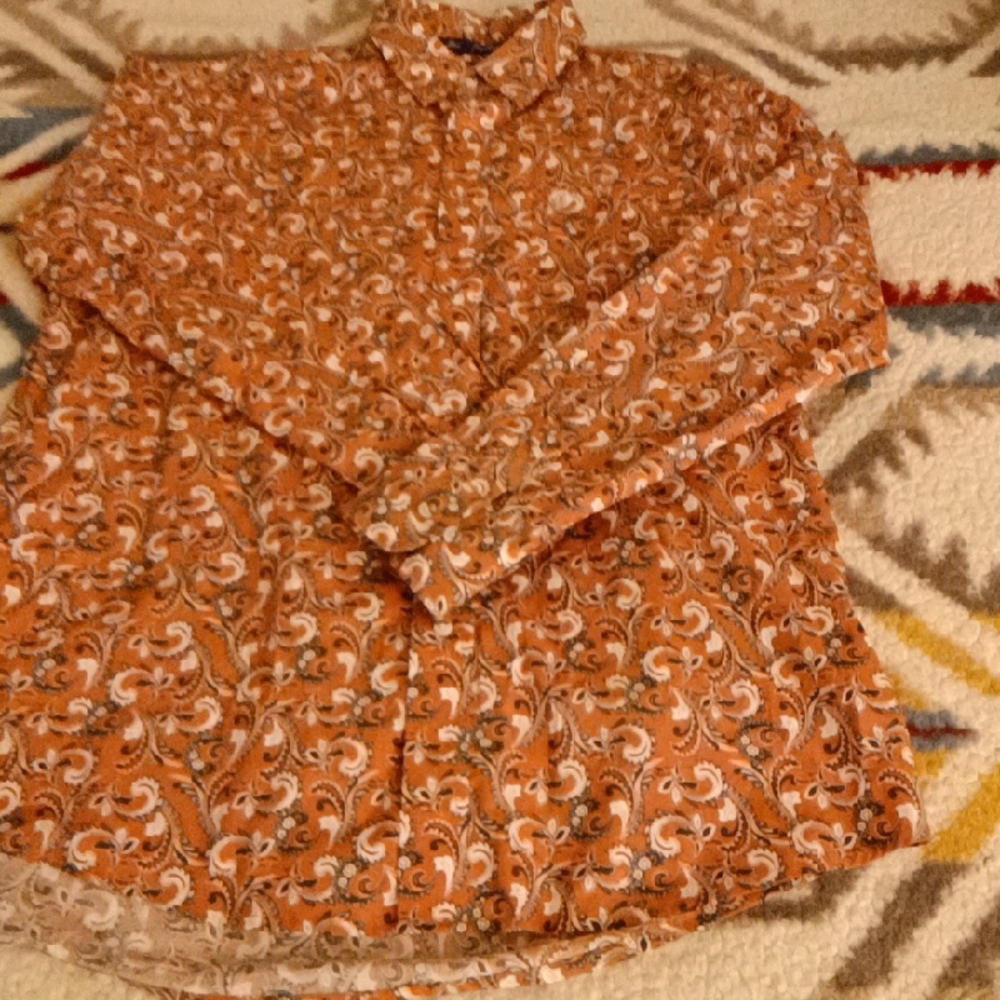 Wrangler Orange Paisley Casual Shirt